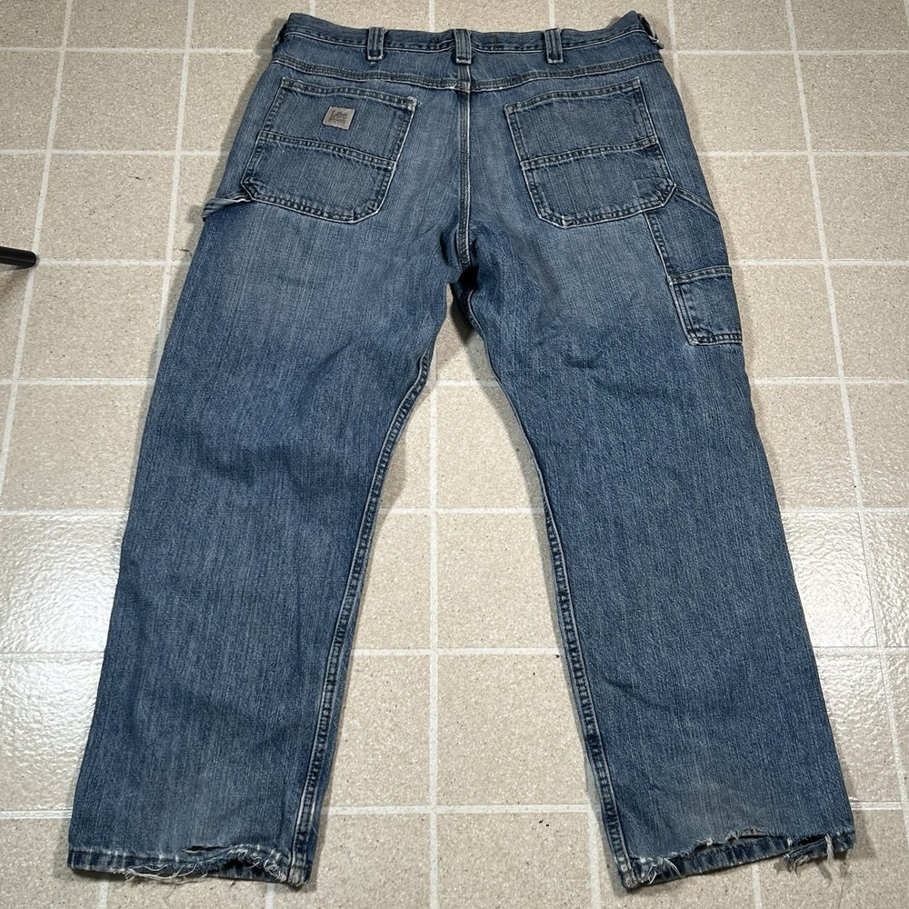 Lee Jeans Mens 36x30 Blue Loose Fit Carpenter Workwear‎ Distressed Pants Baggy